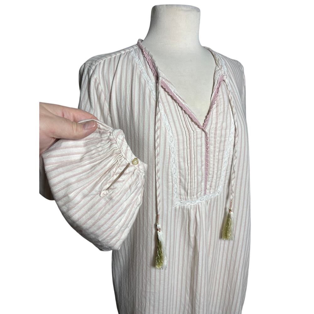 ANTHROPOLOGIE Floreat Women’s Boho Embroidered Tassel Tie Tunic Top - Picture 5 of 7